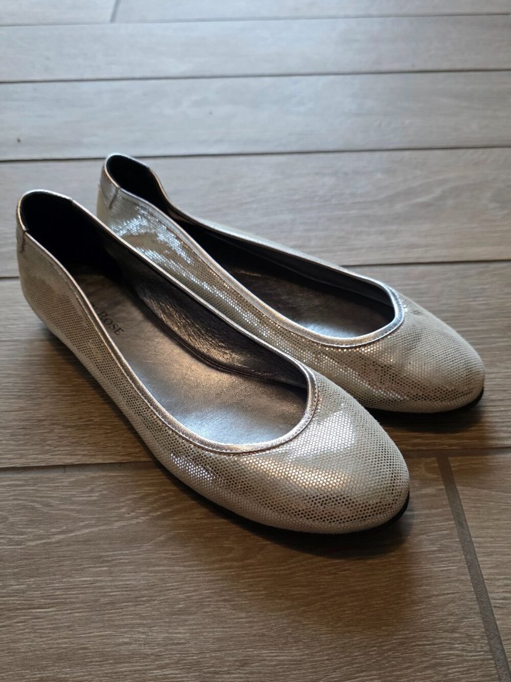 Taryn Rose Silver Ballet Flat 39